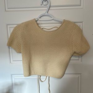 ADORABLE KNIT CREAM TOP OPEN BACK